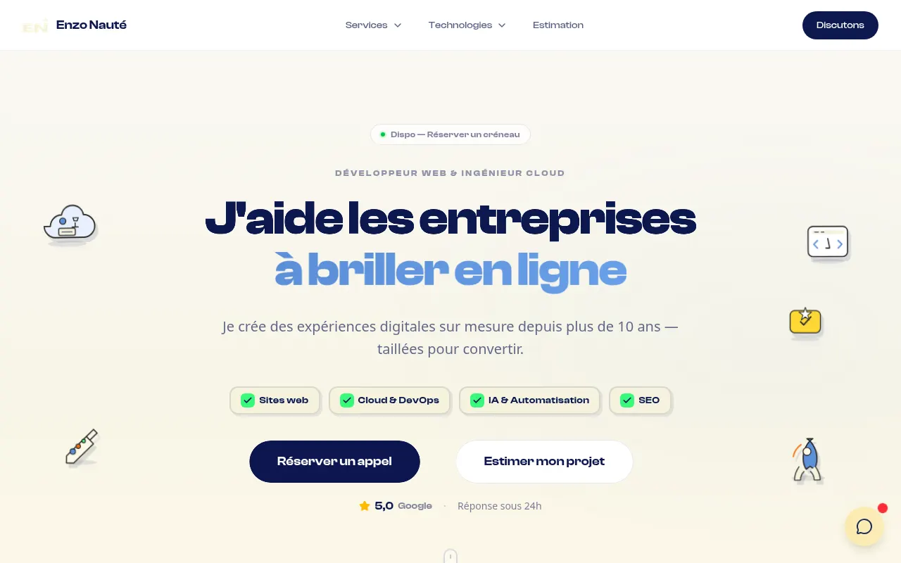 Homepage of enzonaute.me