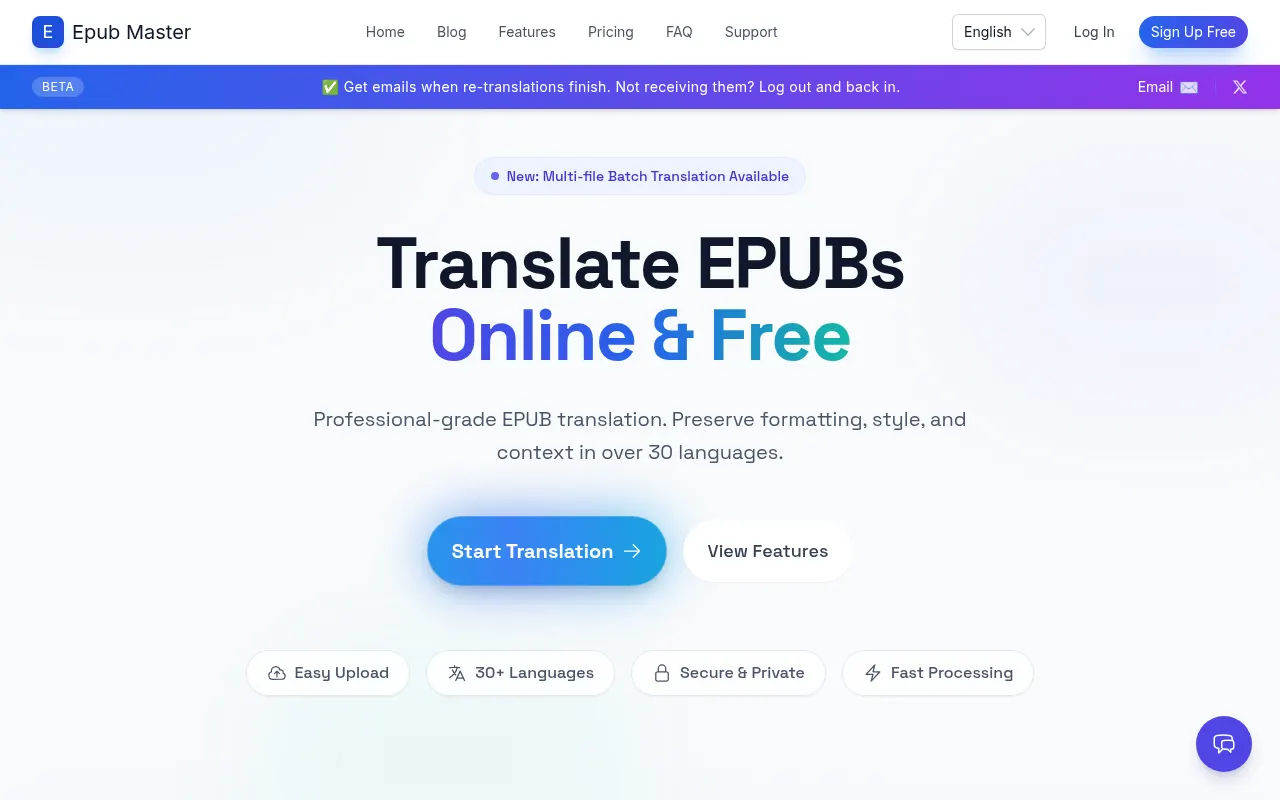 Homepage of epubtranslation.com