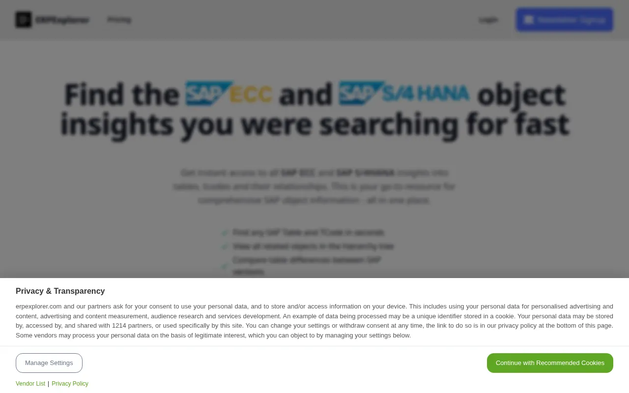 Homepage of erpexplorer.com