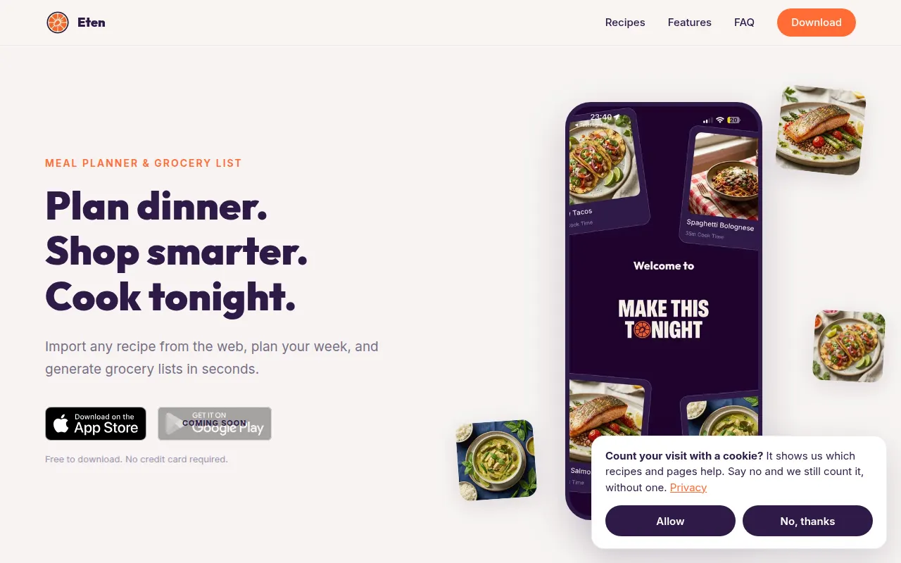 Homepage of etenapp.com