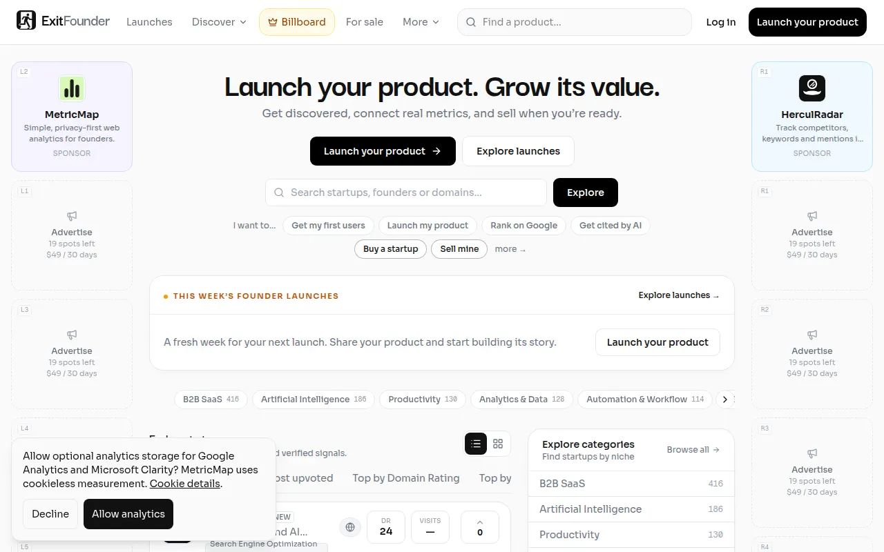 Homepage of exitfounder.io