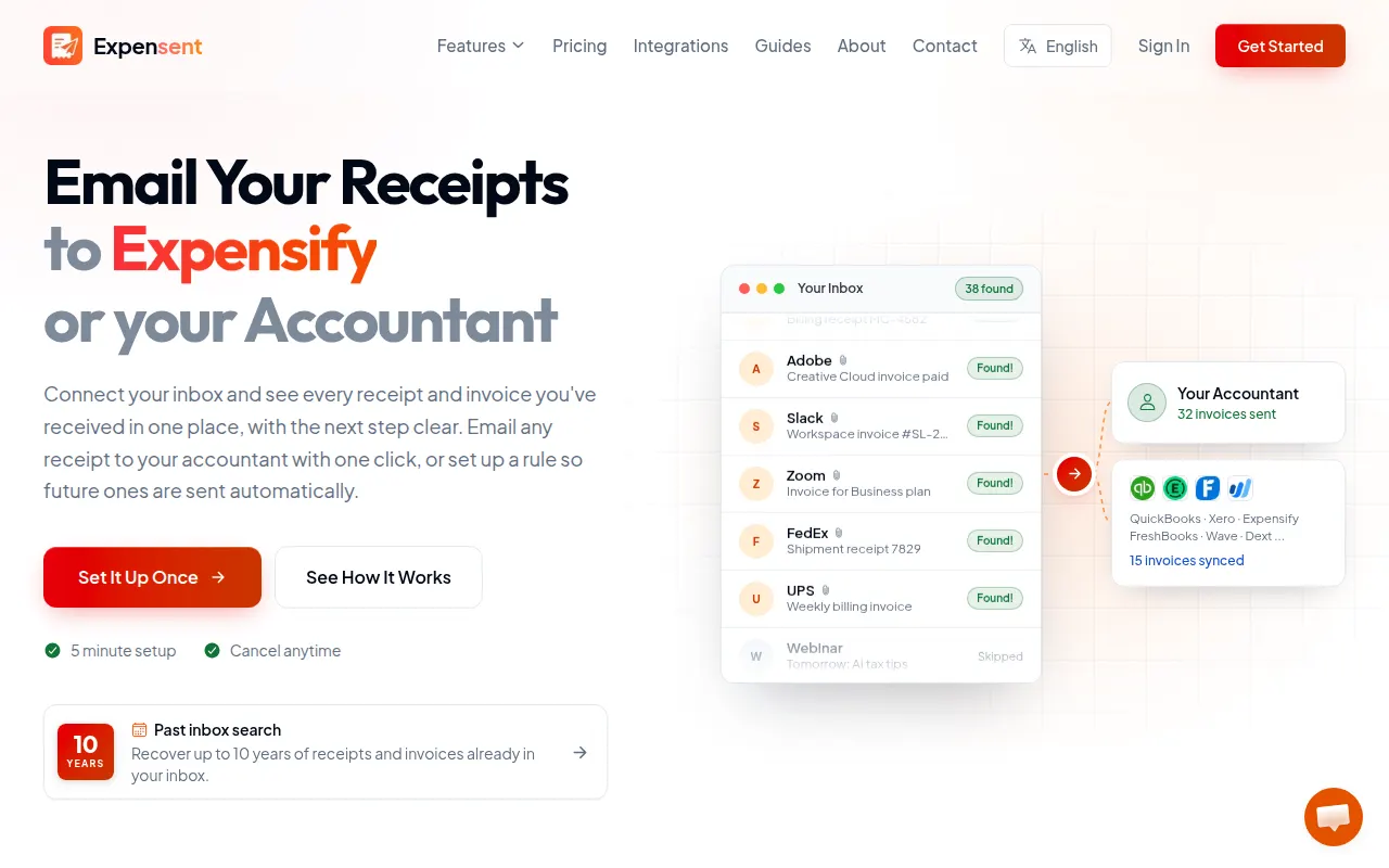Homepage of expensent.com
