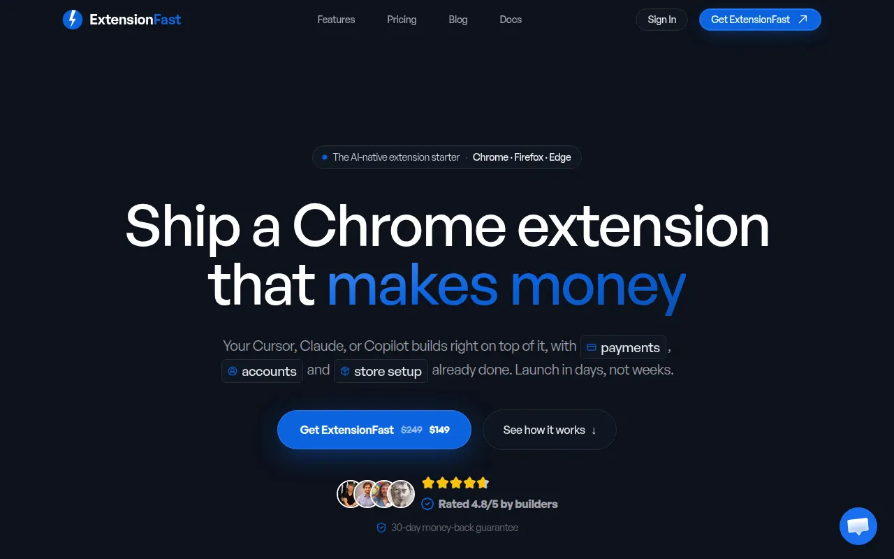 Homepage of extensionfast.com