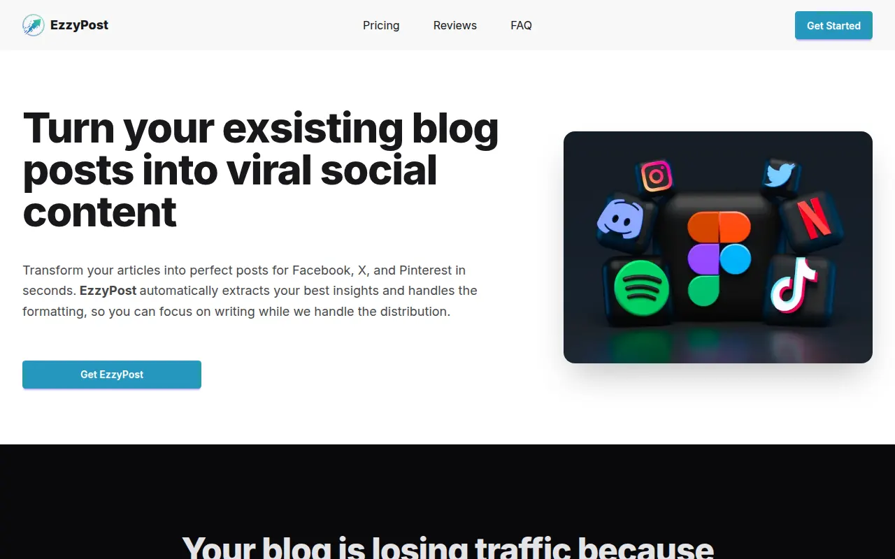 Homepage of ezzypost.com