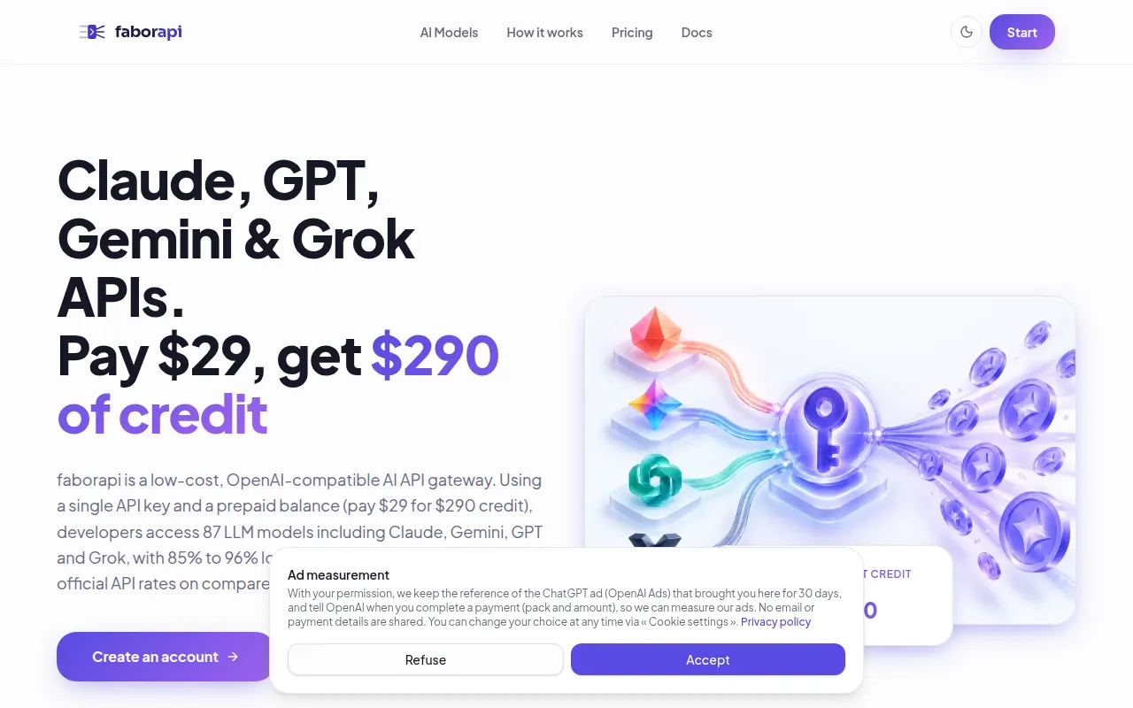 Homepage of faborapi.com