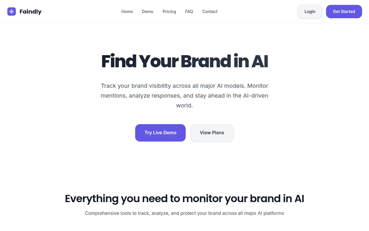 Homepage of faindly.io