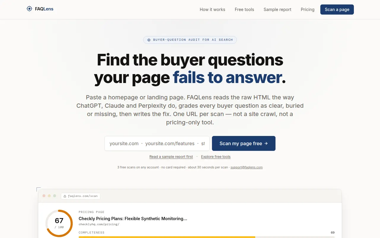 Homepage of faqlens.com