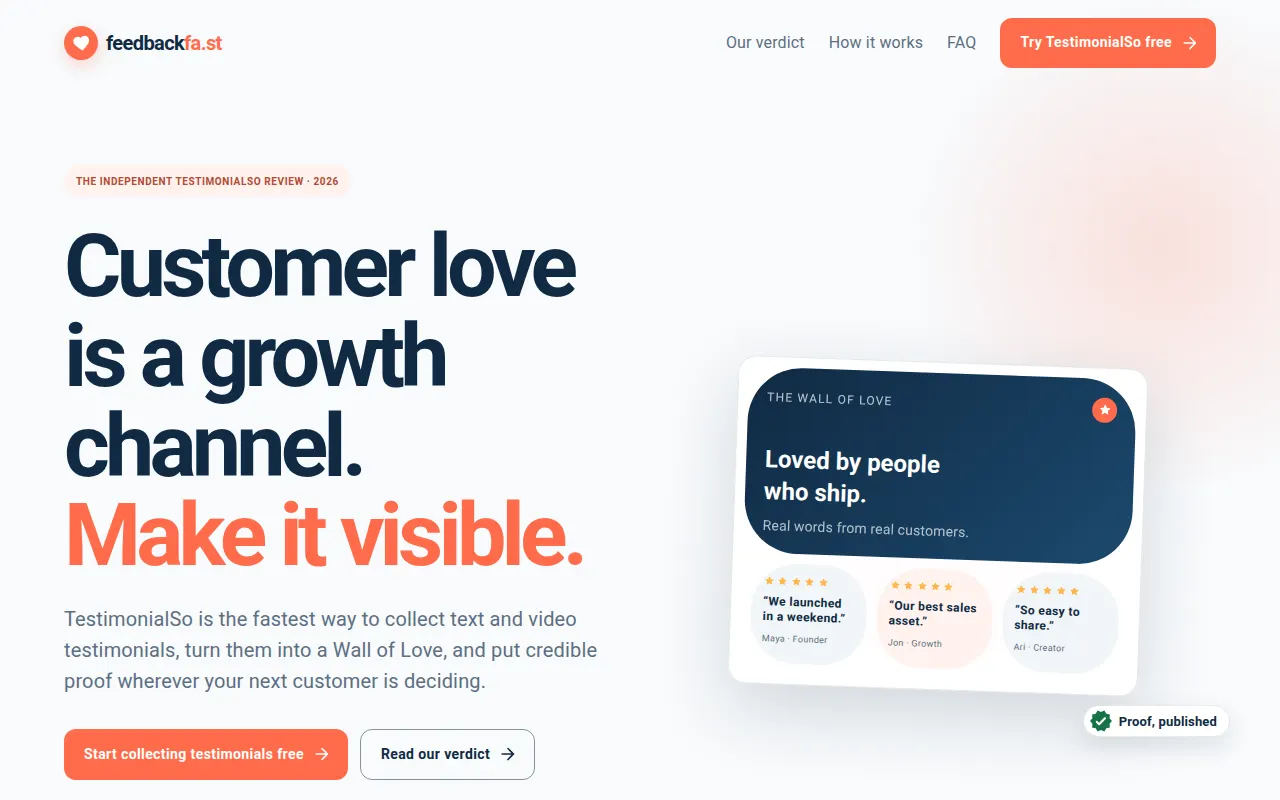 Homepage of feedbackfa.st