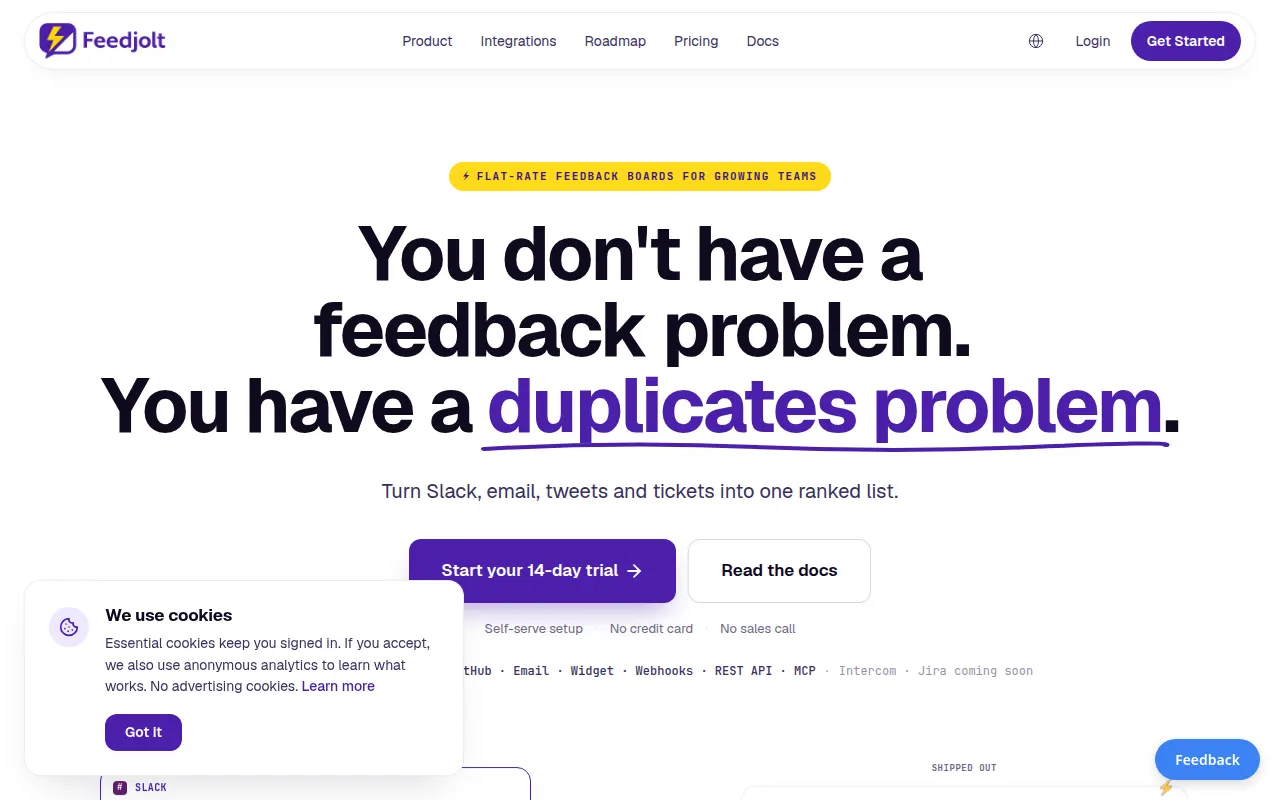 Homepage of feedjolt.com