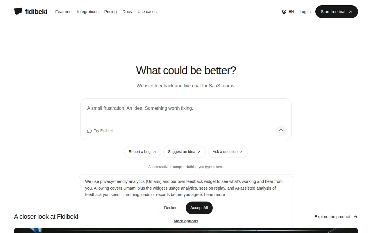 Homepage of fidibeki.com