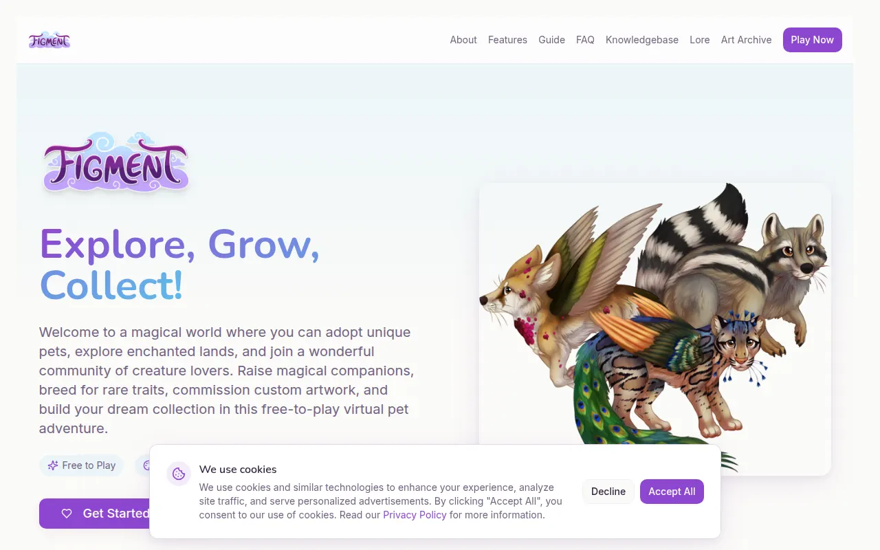 Homepage of figmentpet.com