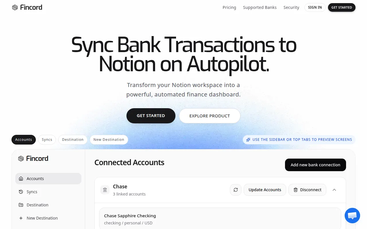 Homepage of fincord.io