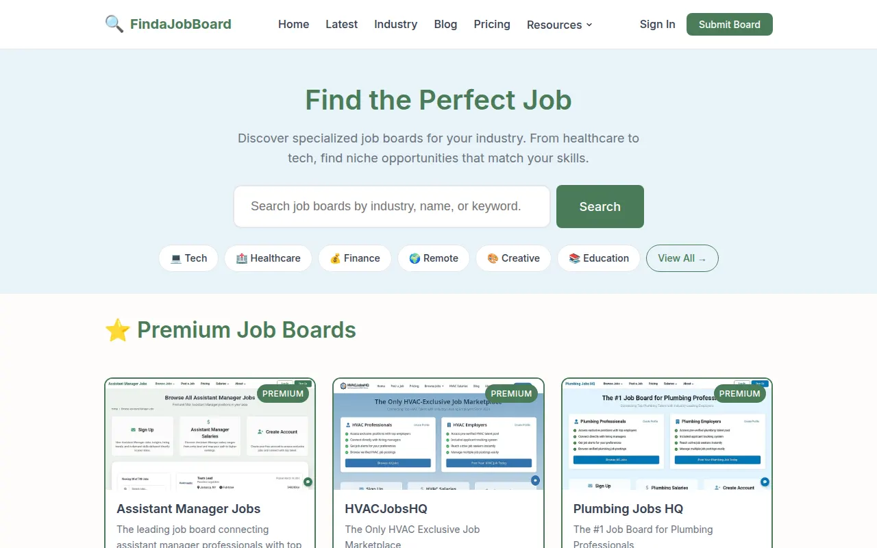 Homepage of findajobboard.com