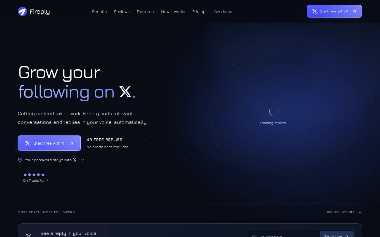 Homepage of fireply.ai