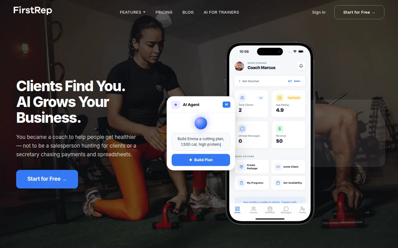 Homepage of firstrep.fit