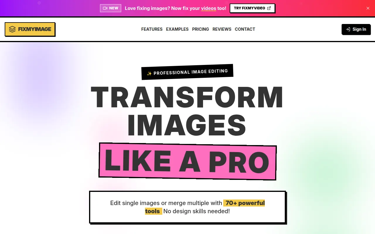 Homepage of fixmyimage.me