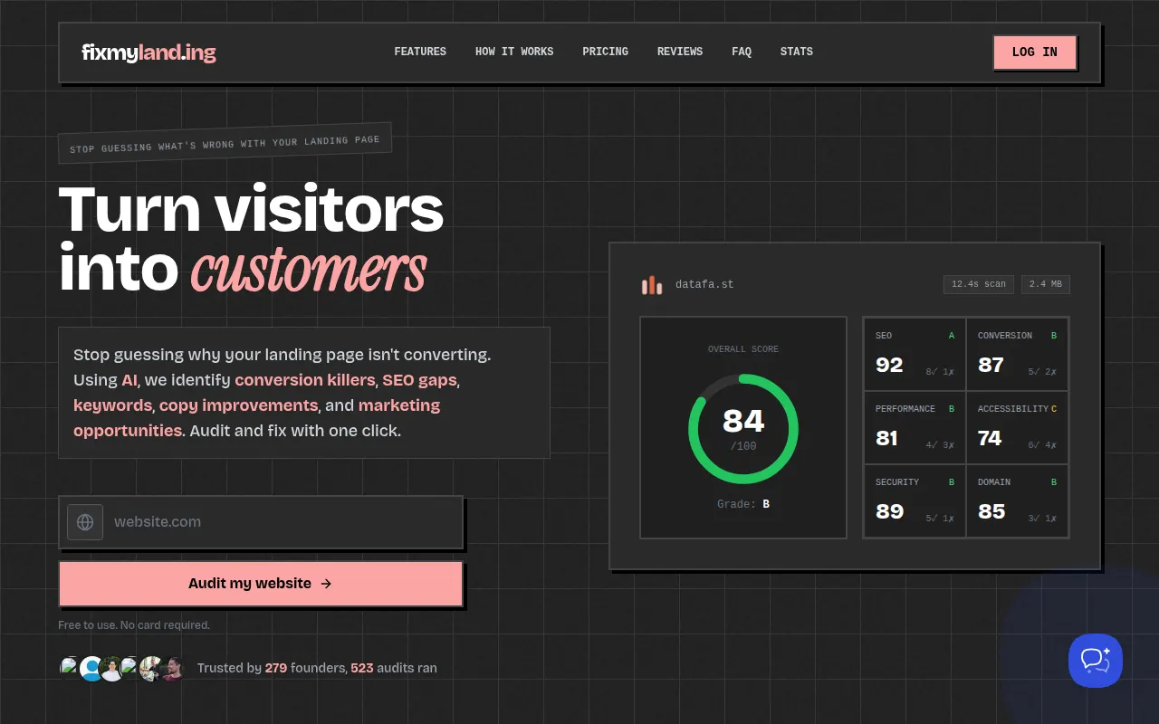 Homepage of fixmyland.ing