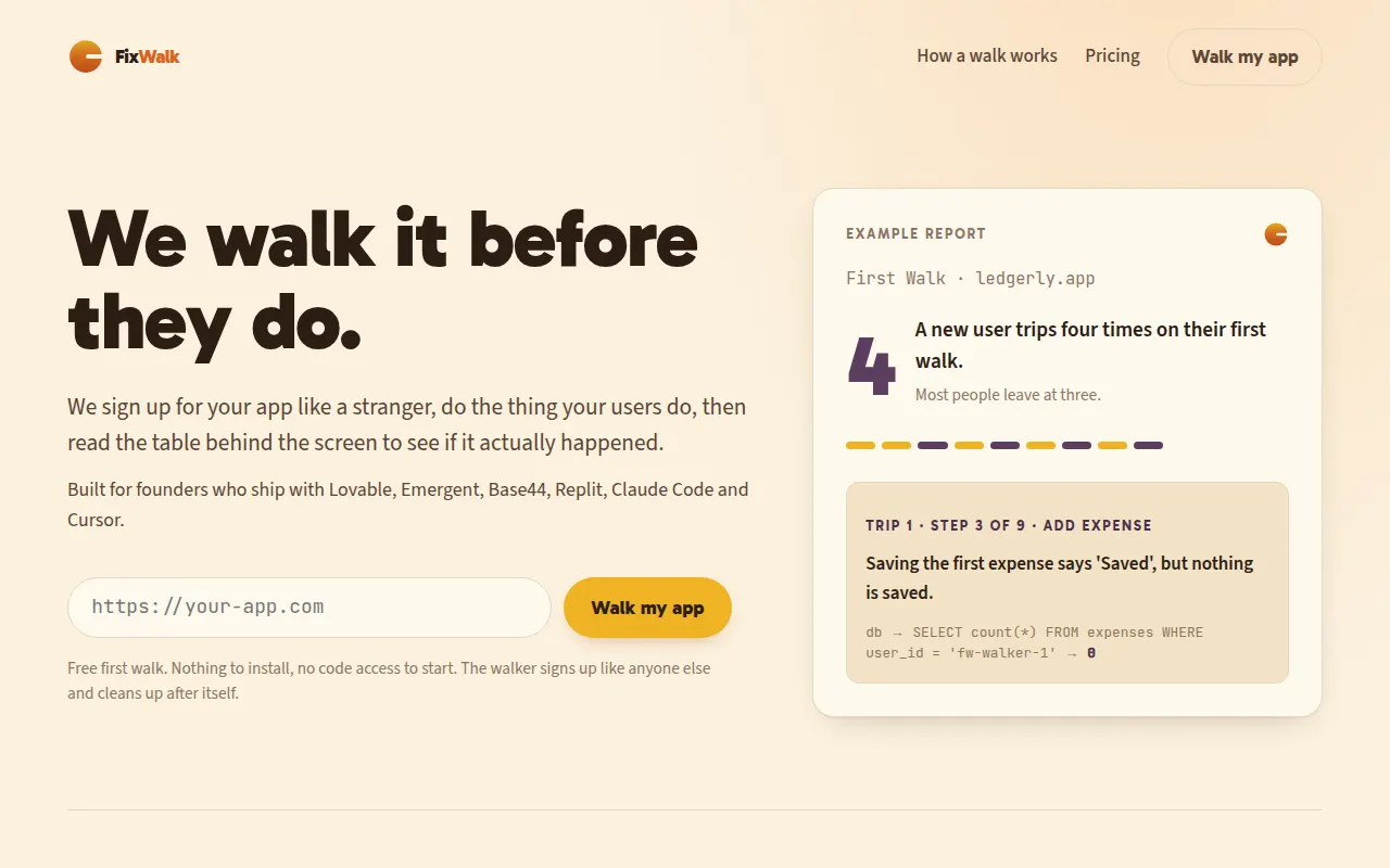 Homepage of fixwalk.com