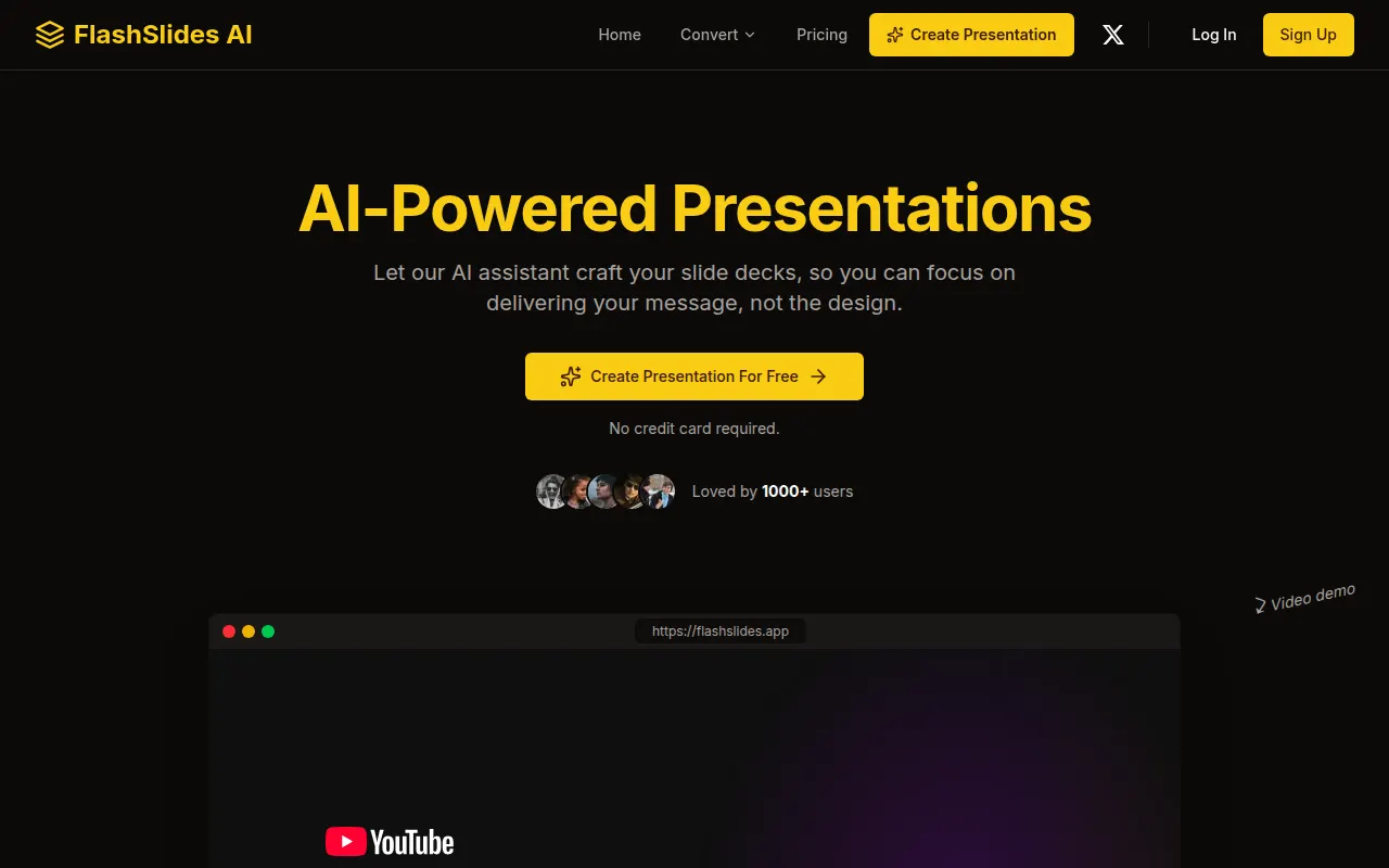 Homepage of flashslides.app