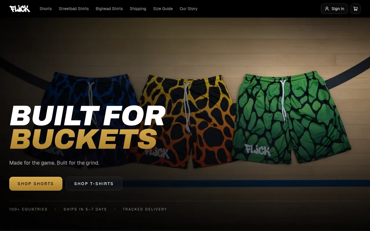 Homepage of flickclothing.store