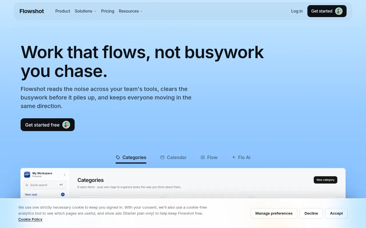 Homepage of flowshot.app