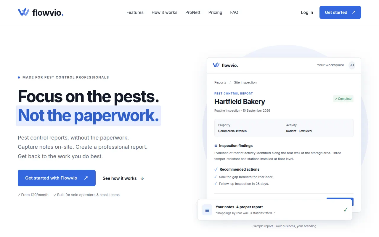 Homepage of flowvio.ai