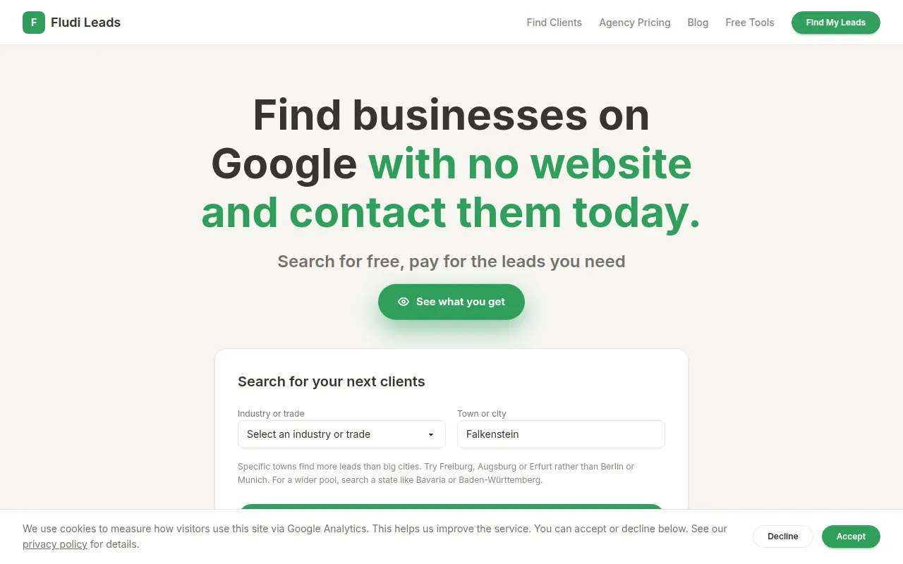 Homepage of fludileads.co.uk