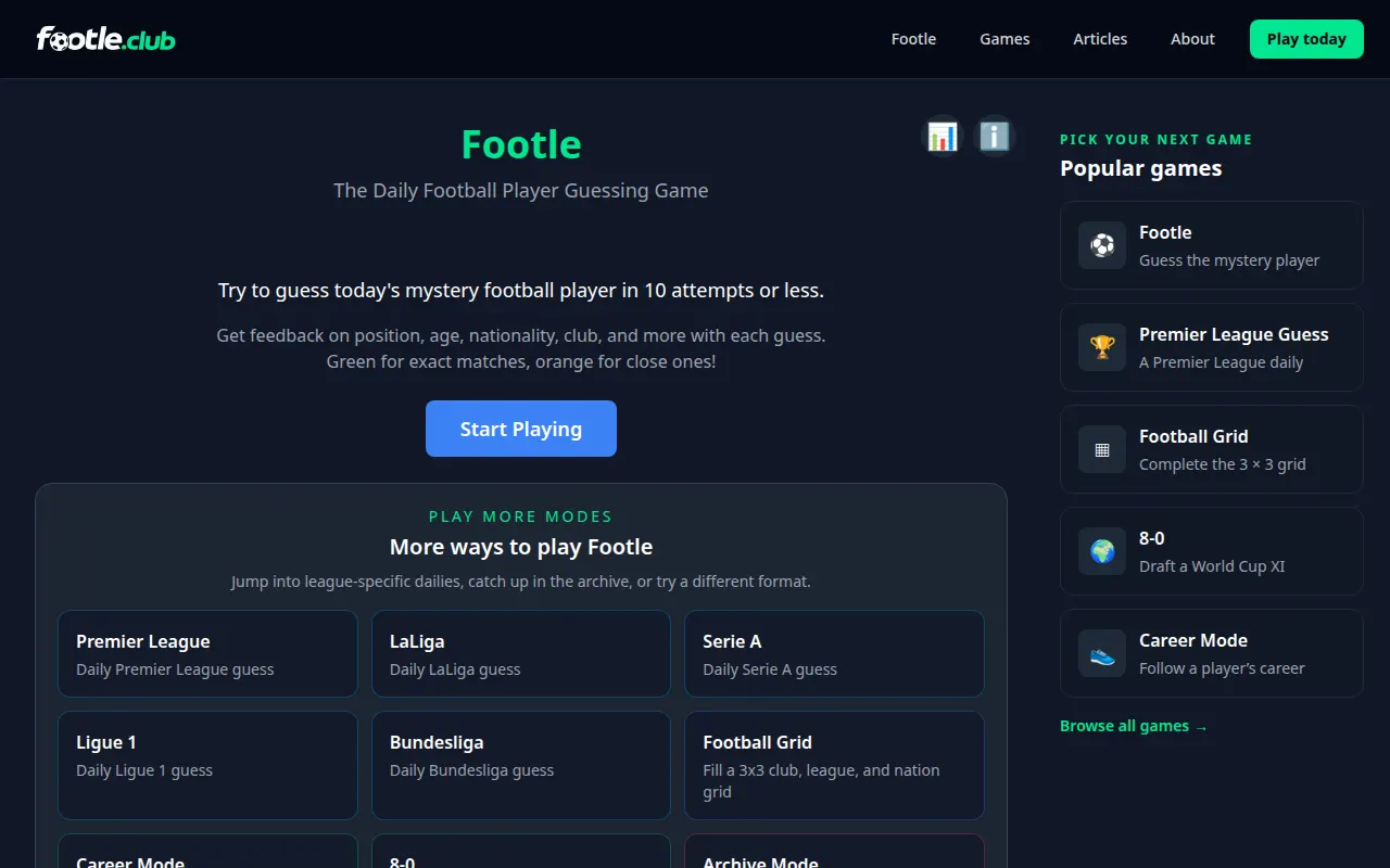 Homepage of footle.club