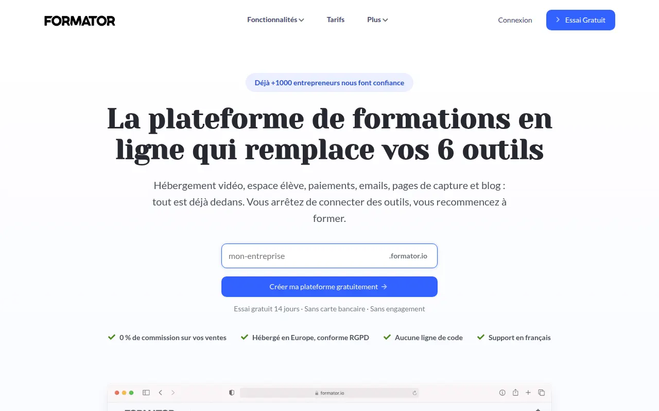 Homepage of formator.io