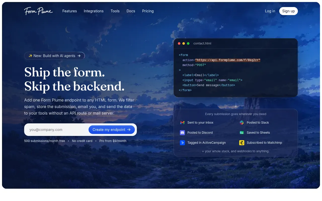 Homepage of formplume.com