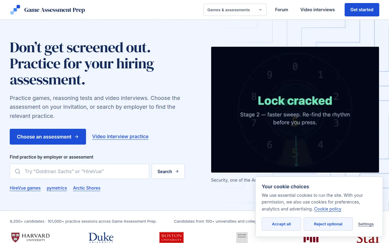 Homepage of gameassessmentprep.com