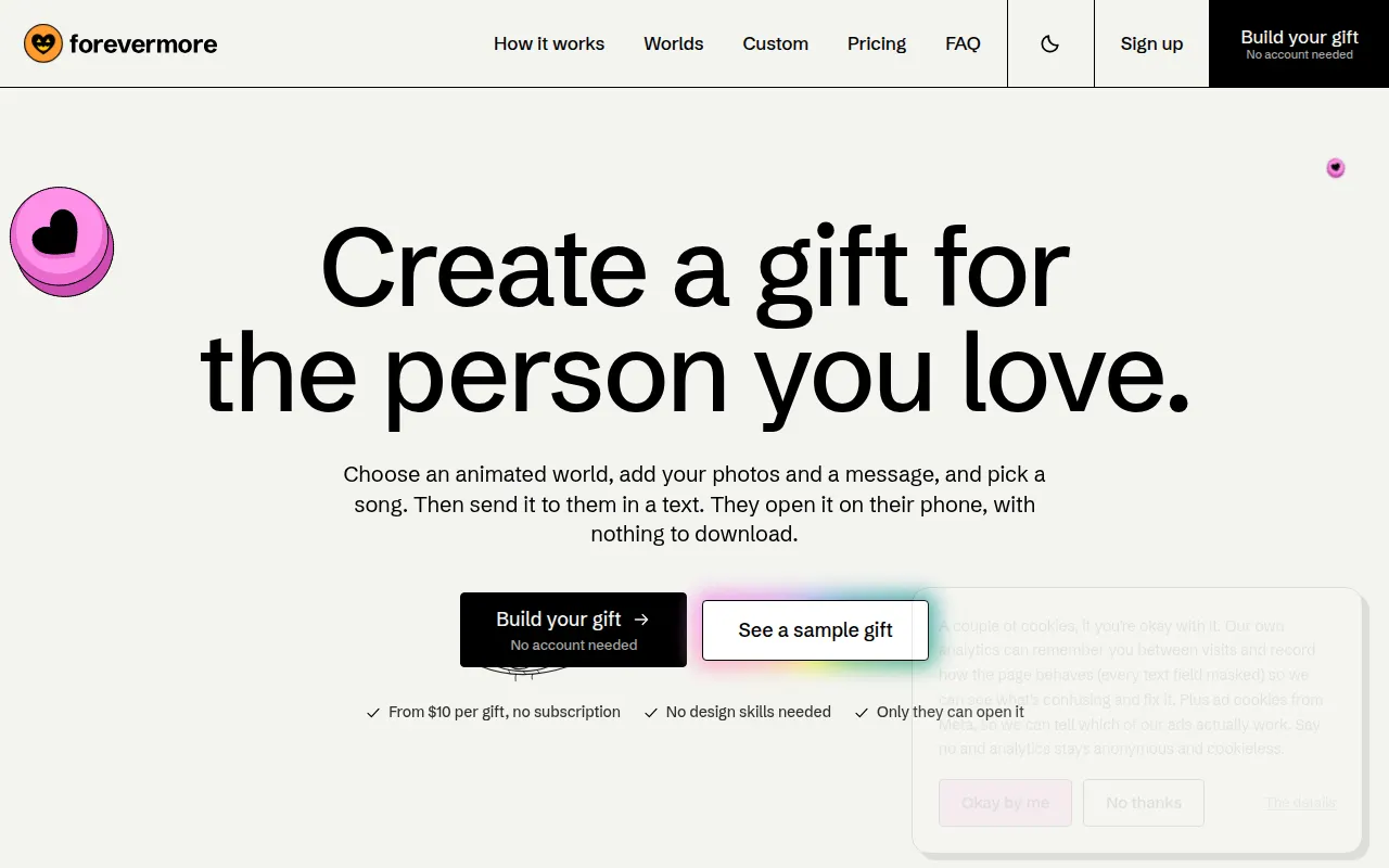 Homepage of getforevermore.co