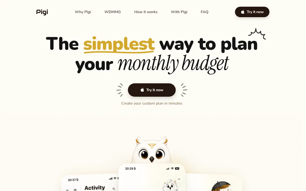 Homepage of getpigi.com