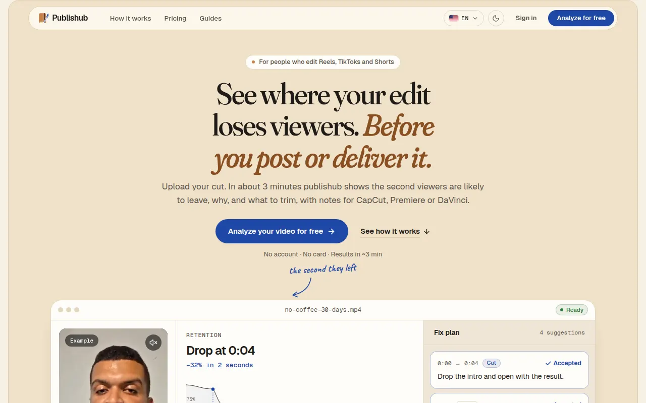 Homepage of getpublishub.com