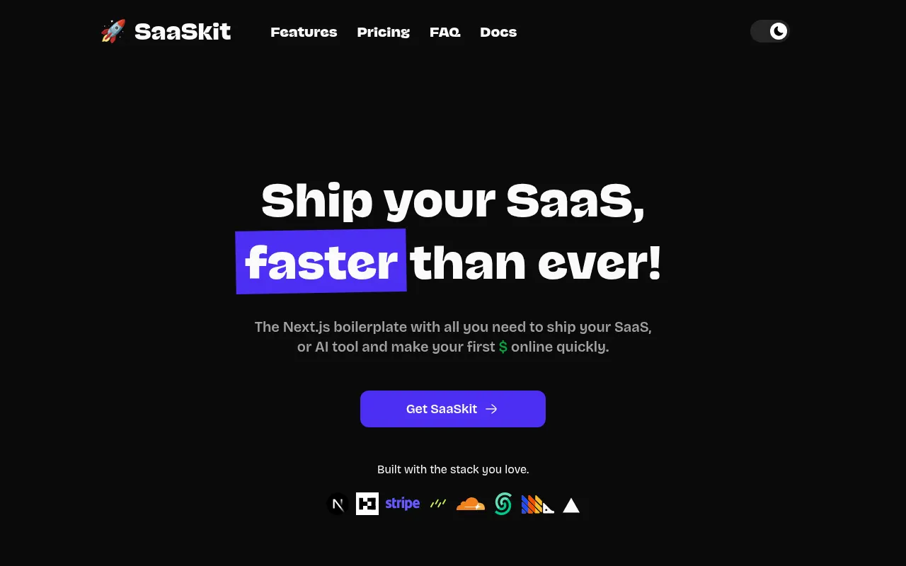 Homepage of getsaaskit.io