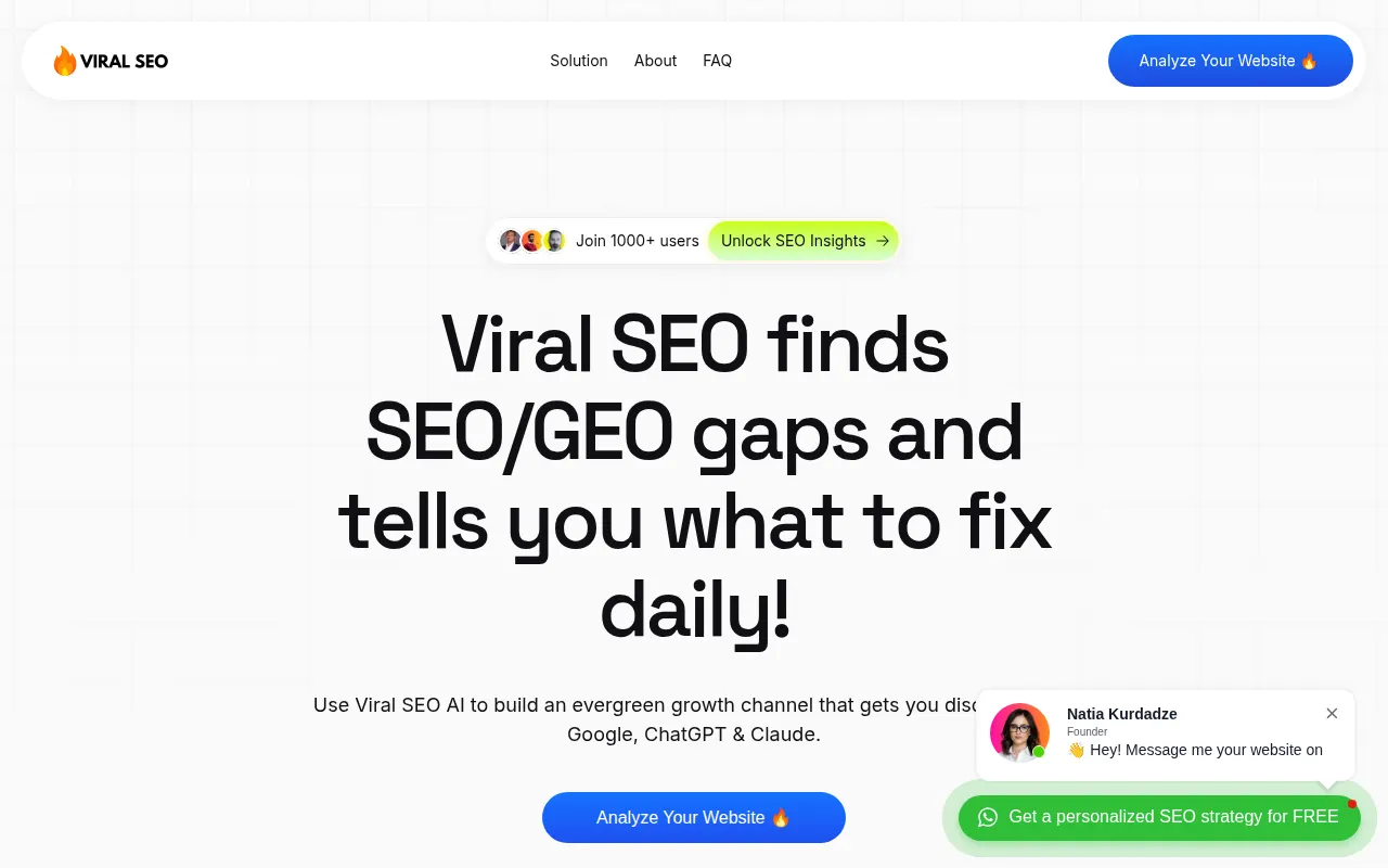 Homepage of getviralseo.com