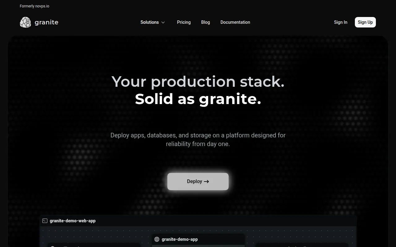 Homepage of granite.so