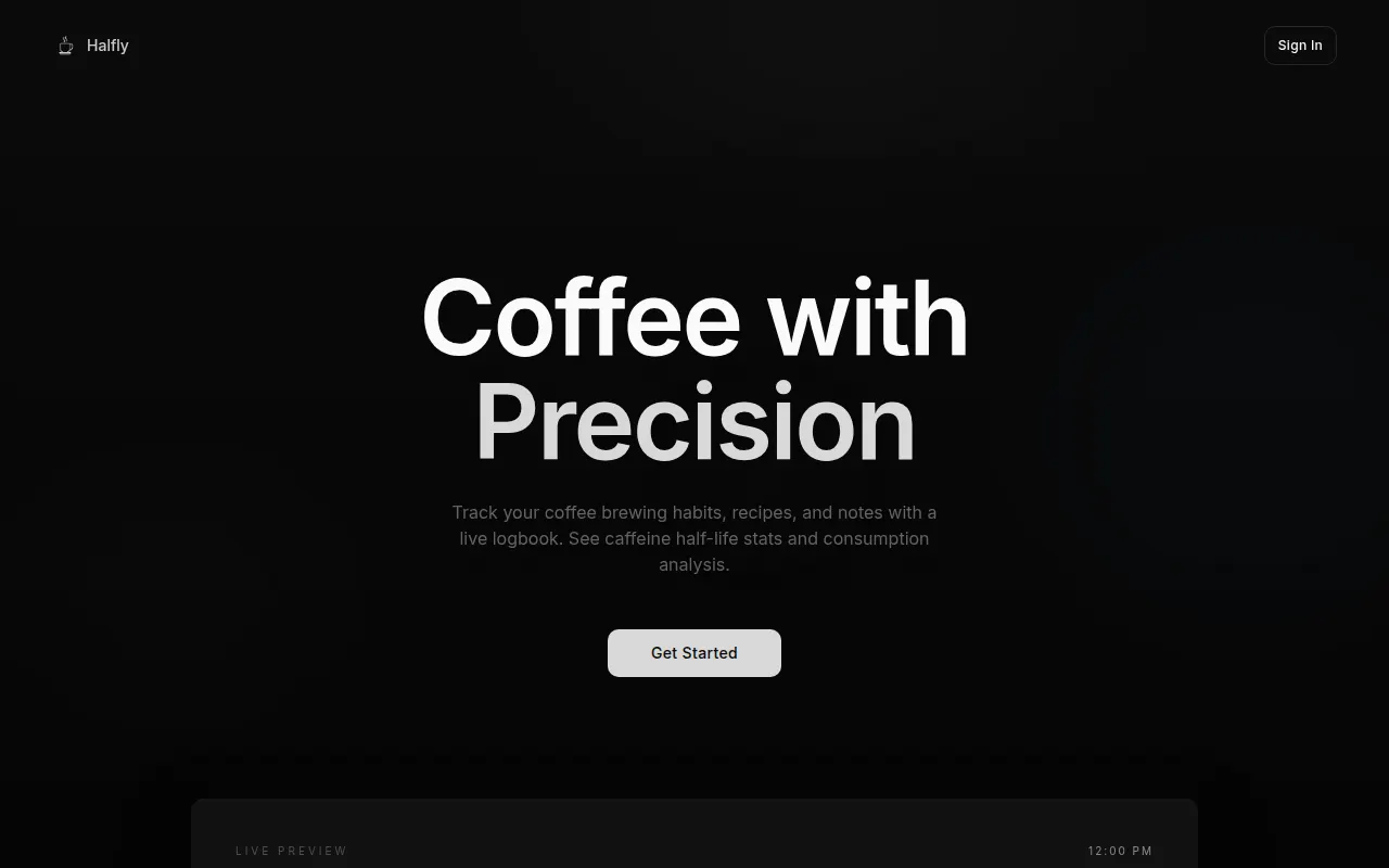 Homepage of halfly.xyz