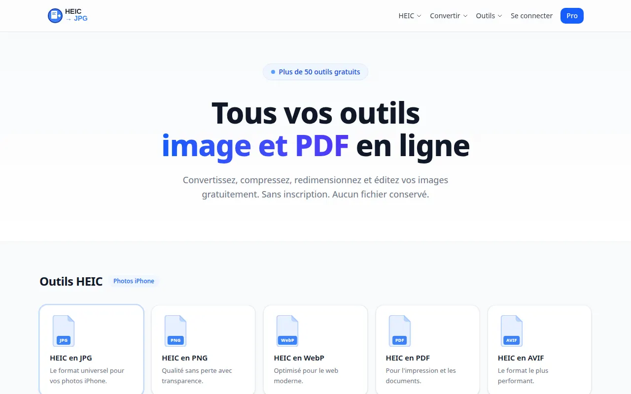 Homepage of heictojpg.fr