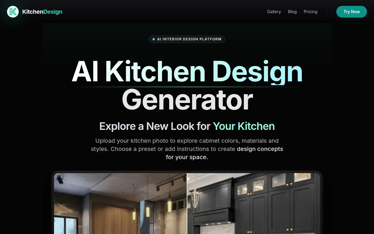 Homepage of kitchendesign.io