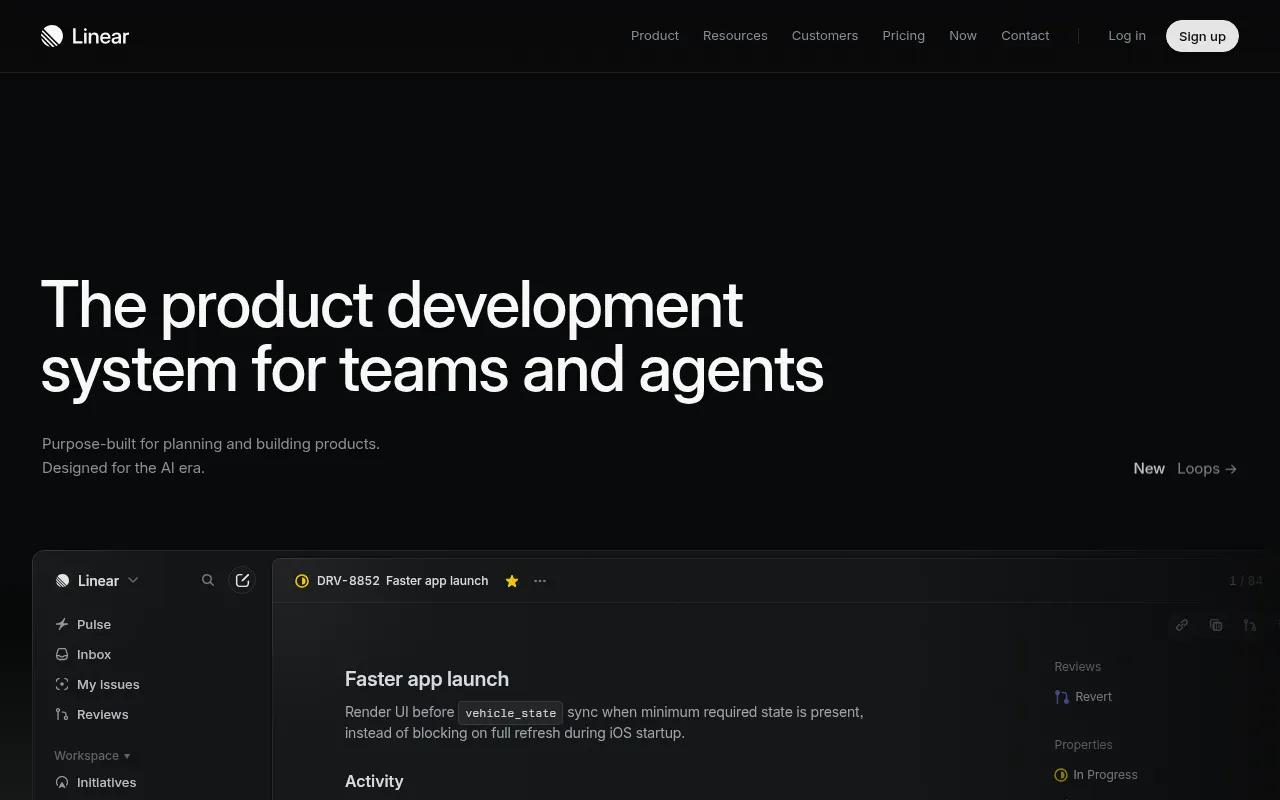 Homepage of linear.app