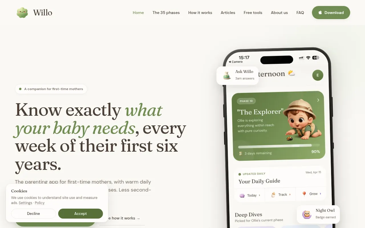 Homepage of meetwillo.app