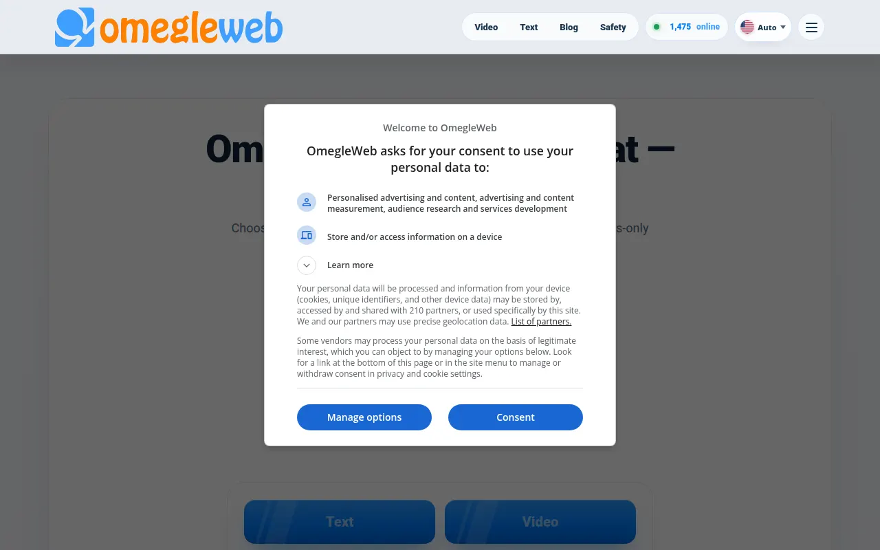Homepage of omegleweb.com