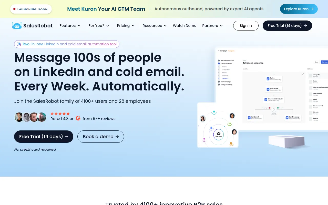 Homepage of salesrobot.co