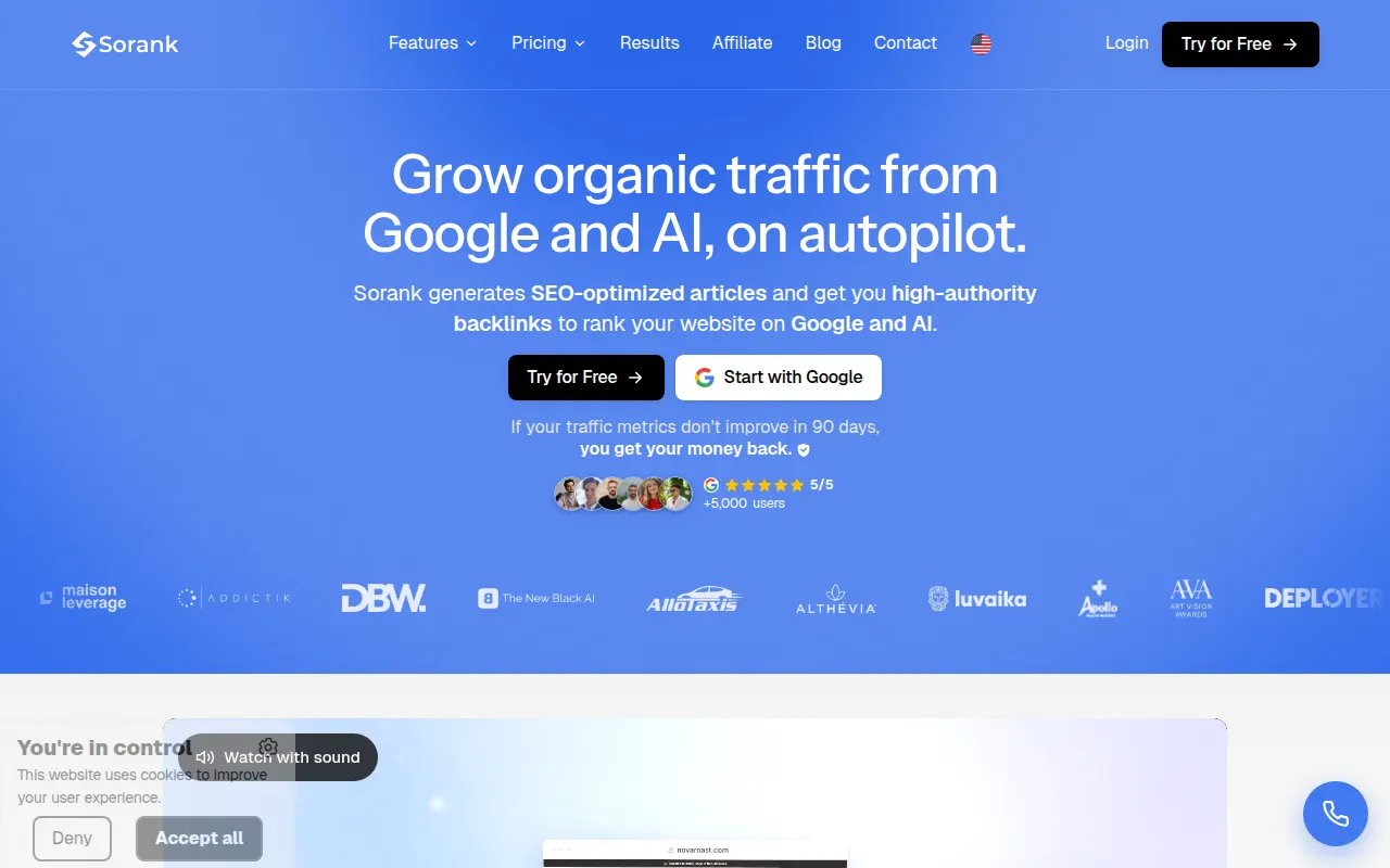 Homepage of sorank.com
