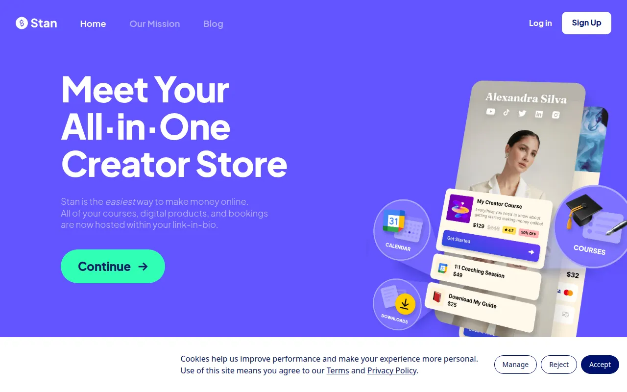 Homepage of stan.store